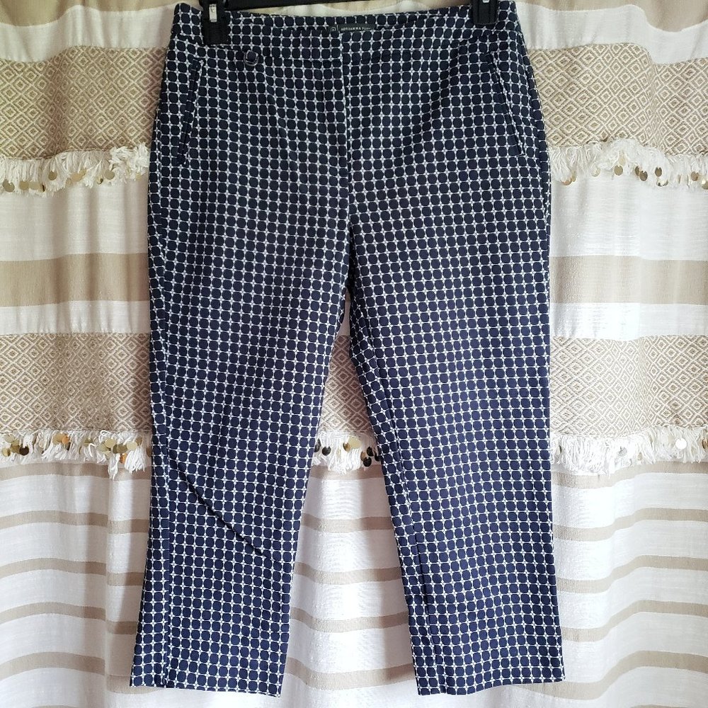 Adrianna Papell | Kate Print Navy/White Crop Pants